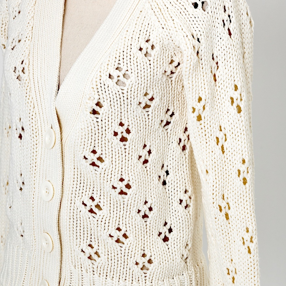 Vintage chunky sweater cardigan cream Route 66 S - Picture 8 of 13